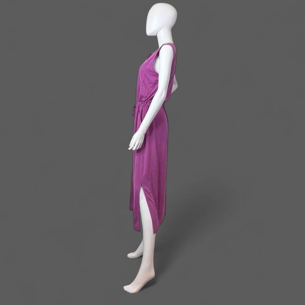 Lou & Grey Sandwashed Purple Midi Utility Dress Size S Modal Drawstring